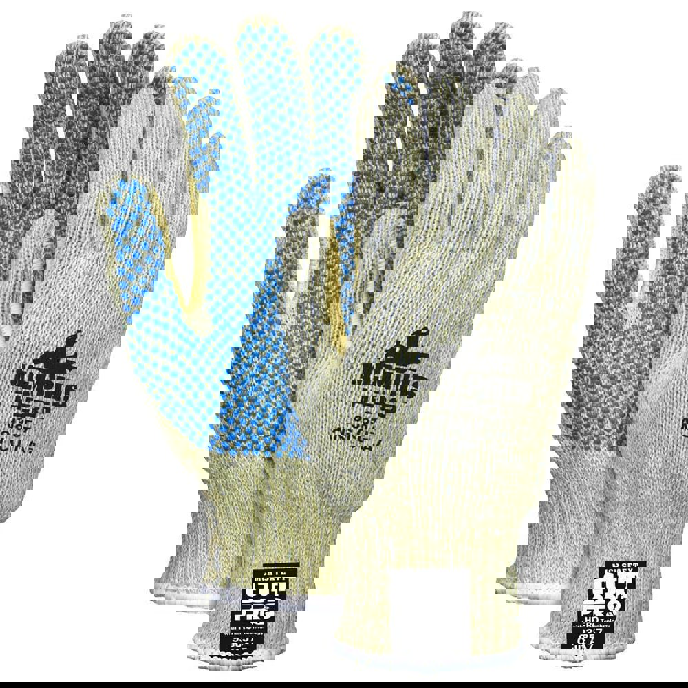 Cut-Resistant Gloves: Size L, ANSI Cut 5, Polyvinylchloride, Kevlar